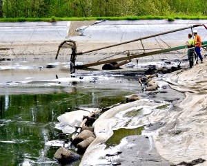 Sampling in a tailings pond